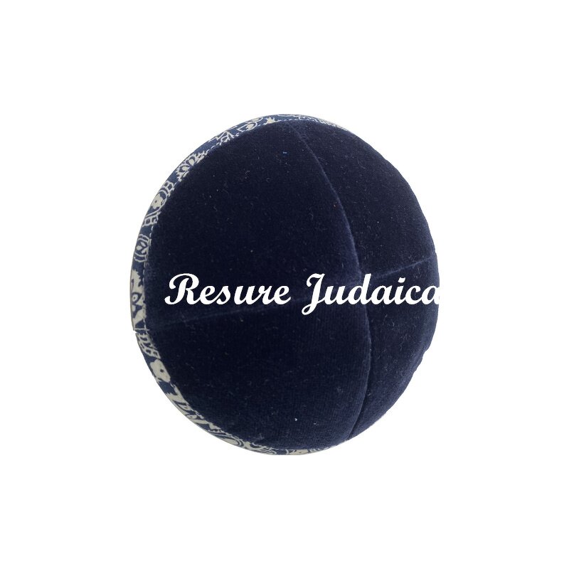 Velvet Kippah Supplier - OEM Navy Blue Custom Weddings Logo