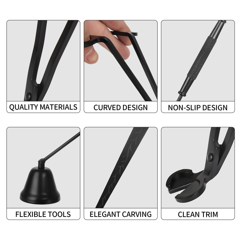 Candle Care Kit Factory - OEM 2pcs Matte Black Snuffer