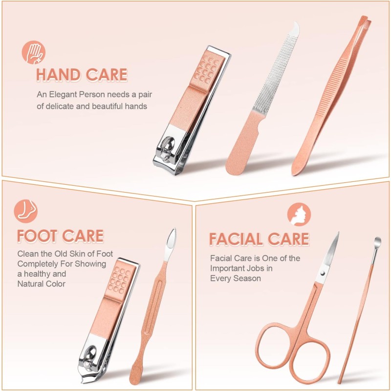 Manicure Set Factory - OEM 7 in 1 Rose Gold Kit