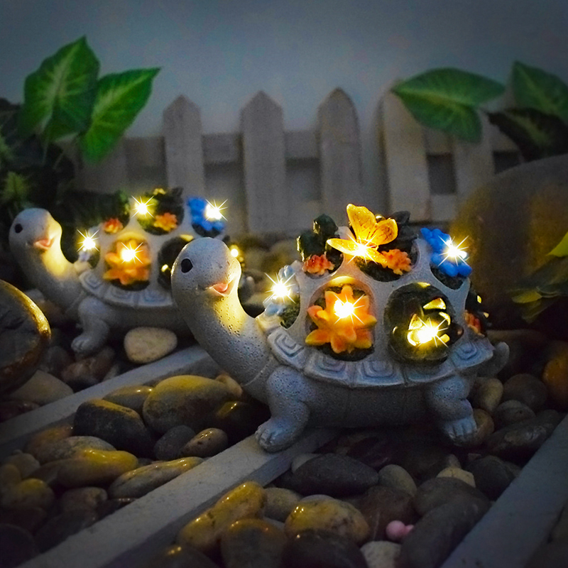 Resin Statue Factory - OEM Outdoor Turtle Solar Garden Decoration