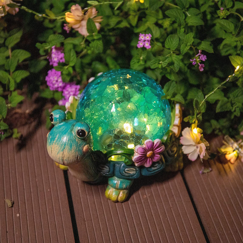 Resin Statue Factory - OEM Outdoor Turtle Solar Garden Decoration