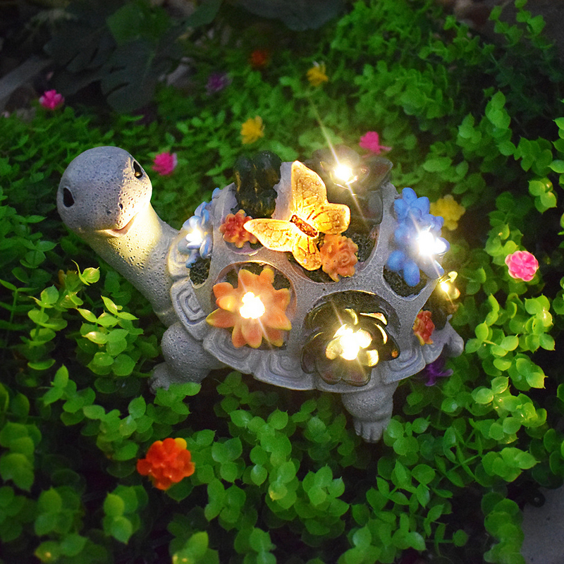 Resin Statue Factory - OEM Outdoor Turtle Solar Garden Decoration