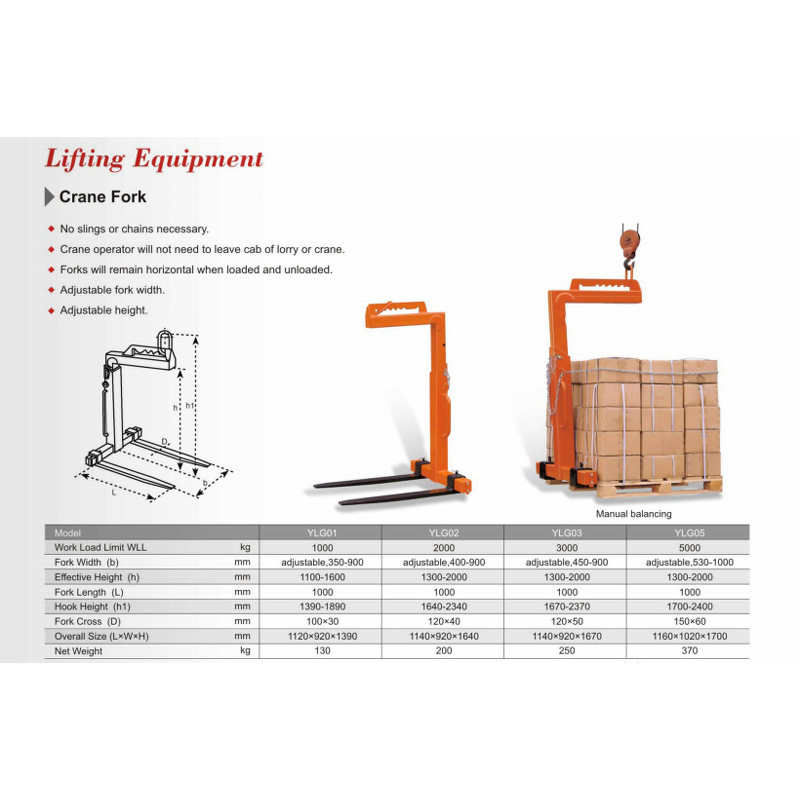 Pallet Fork Crane Supplier - OEM Manual Balancing Adjustable