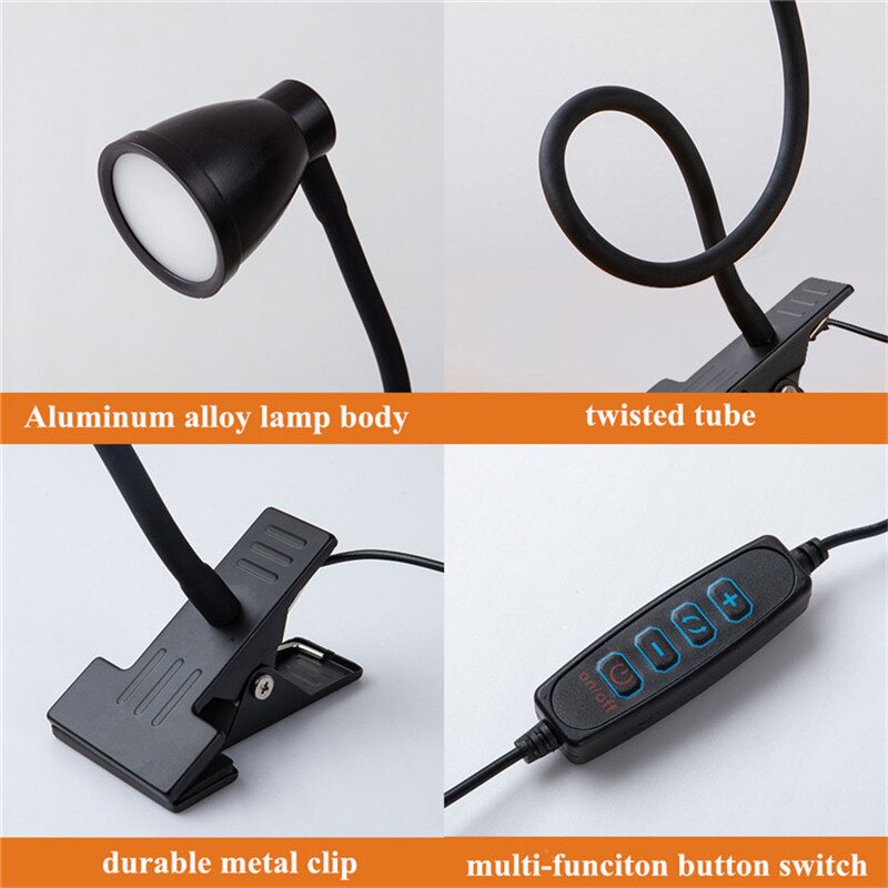 Flexible Desk Lamps Supplier - OEM Factory Clip-on 3 Color Modes