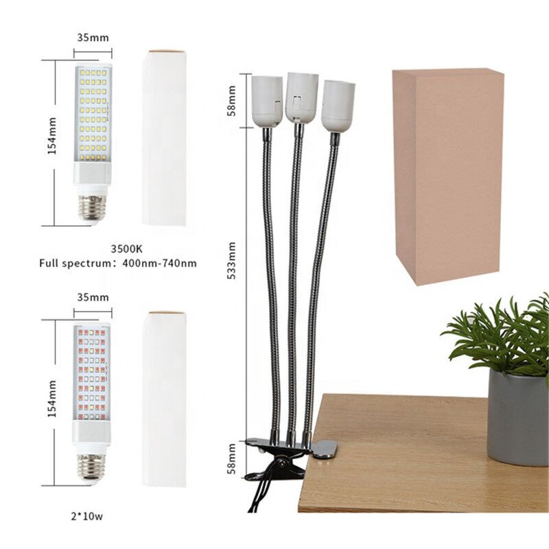 E27 LED Bulb Grow Light Manufacturer - OEM Modern 3 Heads Full Spectrum