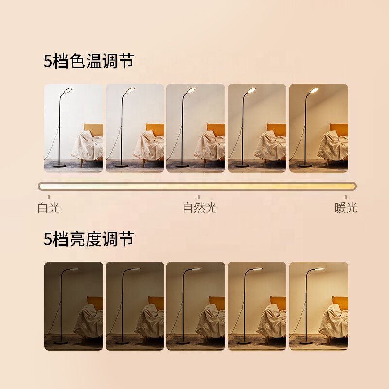 Metal LED Floor Lamp Factory - OEM Black Touch Sensor Flexible Arm