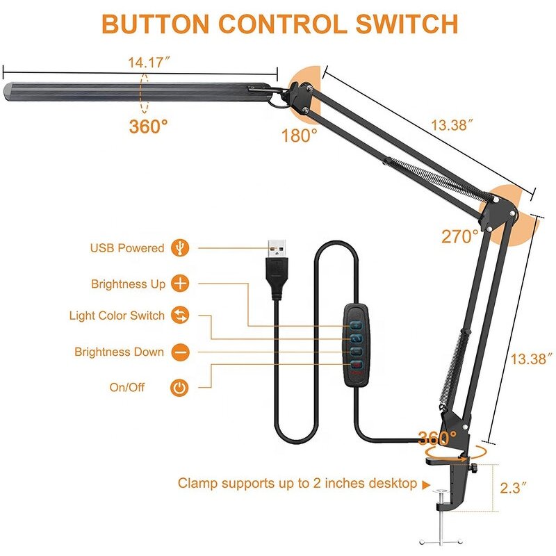 Desk Lamps Factory - OEM Factory 12W Metal Swing Arm Foldable