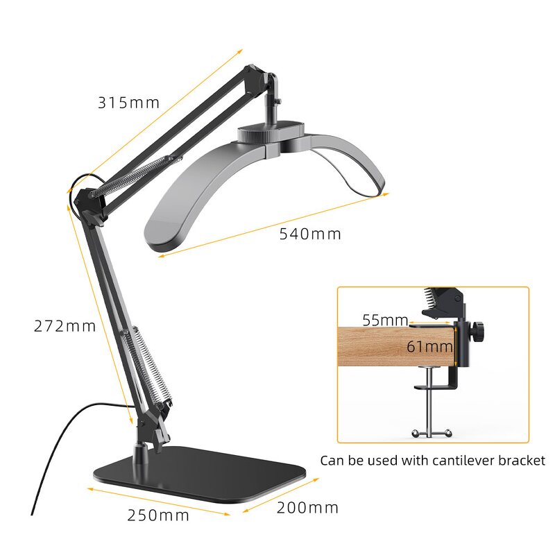 Beauty Desk Lamp Factory - OEM Modern Half Moon Metal Swing Arm