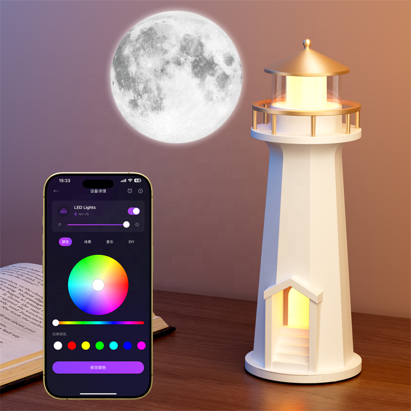 Lighthouse Table Lamp Factory - OEM New Design APP Control Moon Projector
