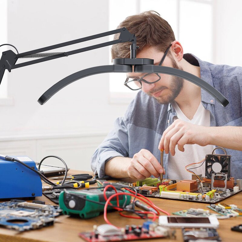 Beauty Desk Lamp Factory - OEM Modern Half Moon Metal Swing Arm