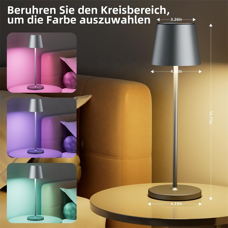 Battery Table Lamp Factory - OEM Nordic Metal Touch Dimmable RGB