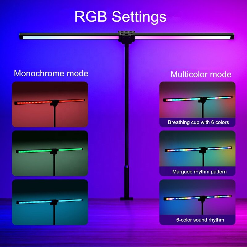 RGB Desk Lamp Factory - OEM Remote Control 5 Modes Double Head