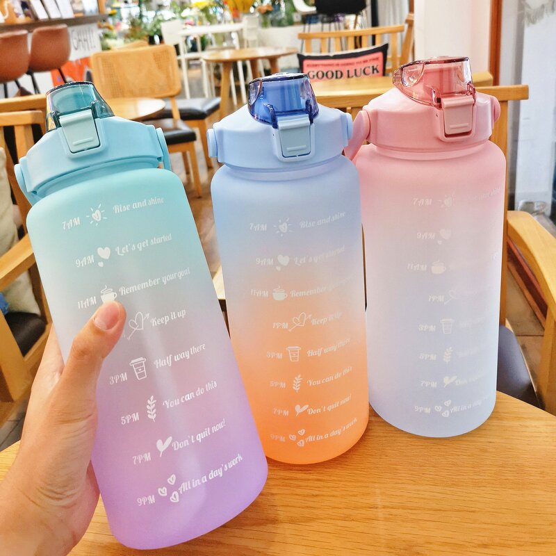 Water Bottle Factory - OEM 2000ML Frosted Gradient Large Capacity