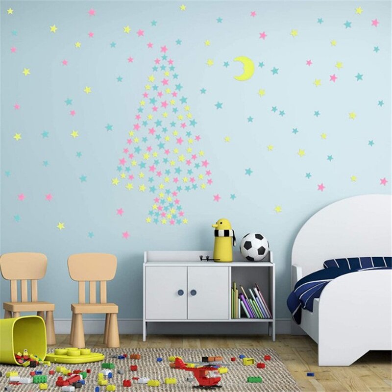 PVC Wall Stickers Supplier - OEM 3D Gypsophila Luminous Star Moon