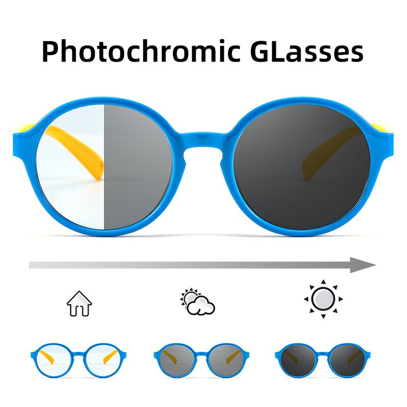 Photochromic Eye Glasses Factory - OEM Kids Blue Lens Change Color