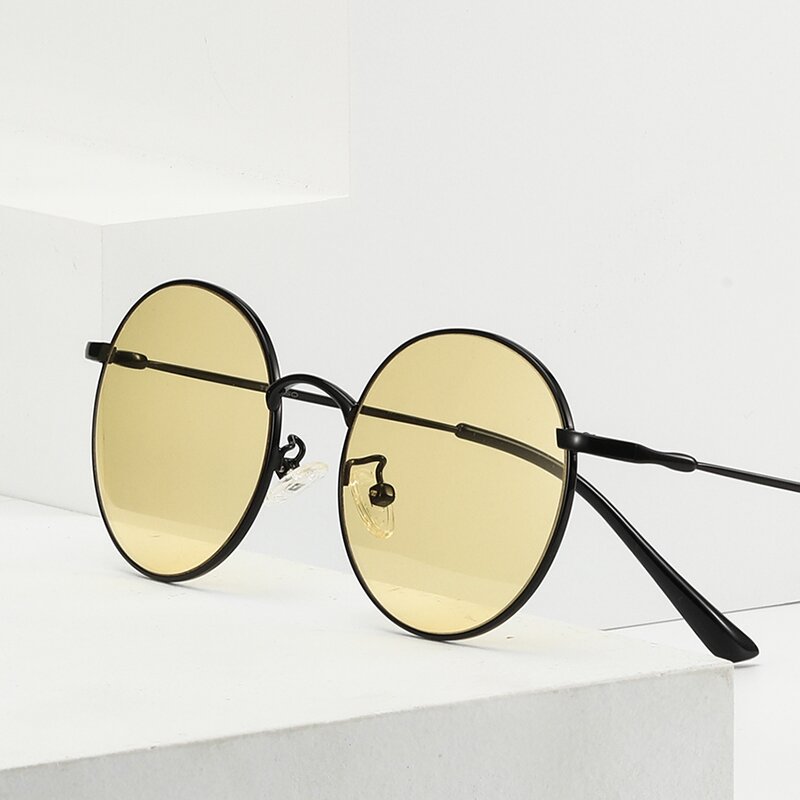 Metal Frame Glasses Manufacturer - OEM Wholesale Round Yellow Lens
