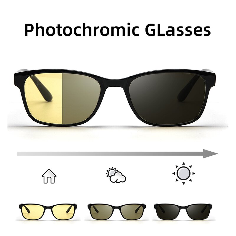 Photochromic Eyeglasses Supplier - OEM TR90 Square Driving Yellow Lens