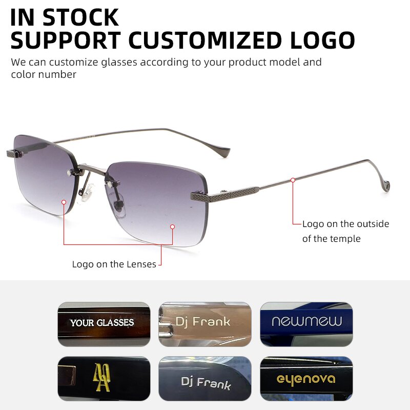 Square Rimless Sunglasses Factory - OEM Aochi Anti UV400 Black Metal