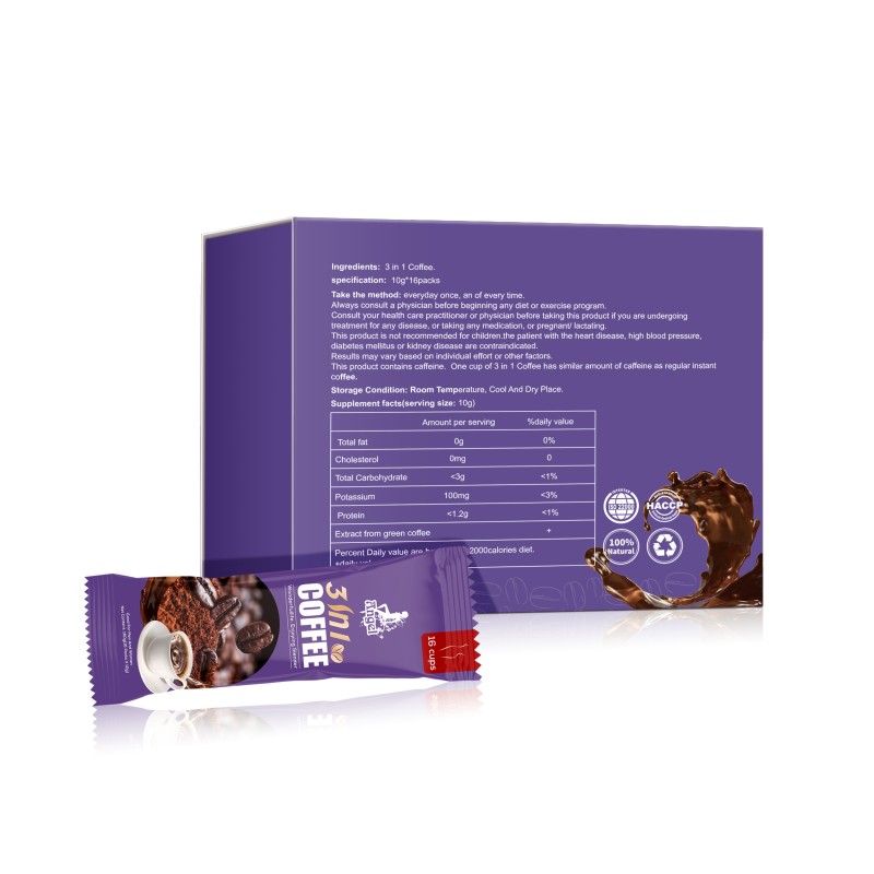 Beauty Coffee Manufacturer - OEM 3-in-1 Green Instant Coffee Slim Support