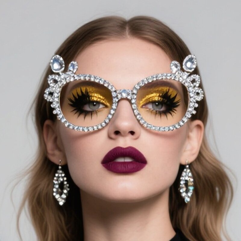 Halloween Accessories Glasses Supplier - New Ghost Rhinestone Bat Glasses for Party