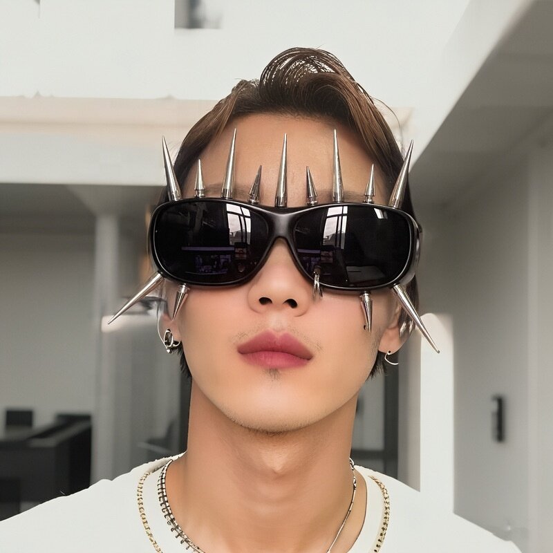 Cyberpunk Sunglasses Manufacturer - New Design Matte Black Metal Rivet Square for Party