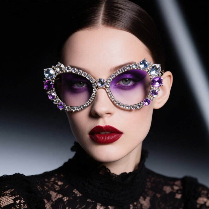 Halloween Accessories Glasses Supplier - New Ghost Rhinestone Bat Glasses for Party