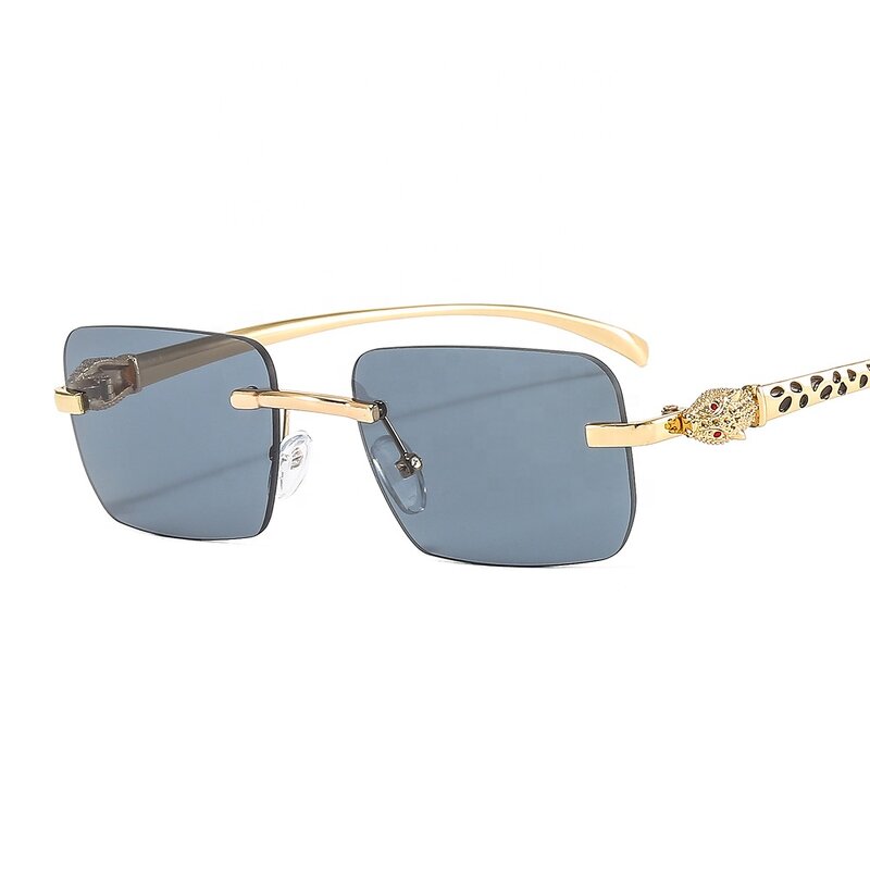 Steampunk Sunglasses Supplier - New Arrivals Small Square Cheetah Head Men Rimless Shades