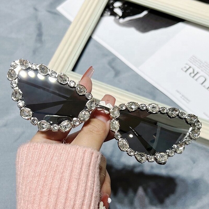 Cat Eye Sunglasses Manufacturer - Latest Luxury Metal Frame Rhinestone Diamond for Women