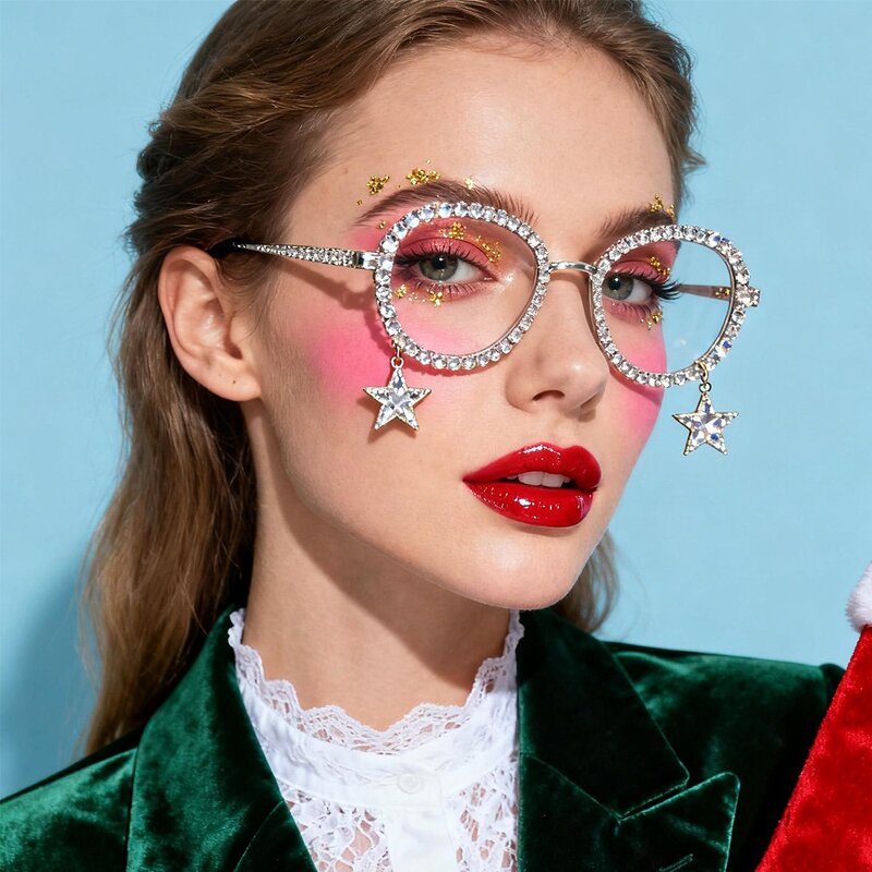 Rhinestone Glasses Manufacturer - OEM Custom Lensless Halloween Christmas Accessories