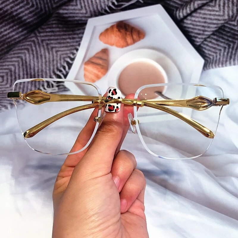 Designer Women Sunglasses Manufacturer - Wholesale Brand Metal Cheetah Diamond Cut Rimless