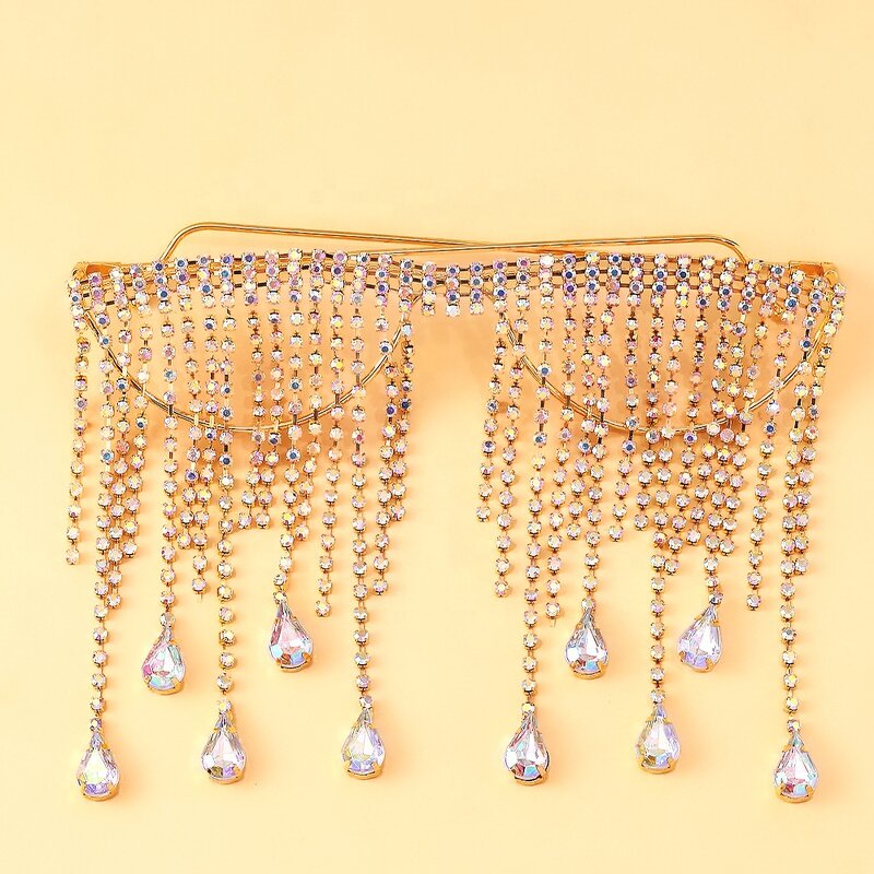 Rhinestone Tassel Glasses Factory - Luxury Lensless Colorful Diamond Eyeglasses Frames 2026