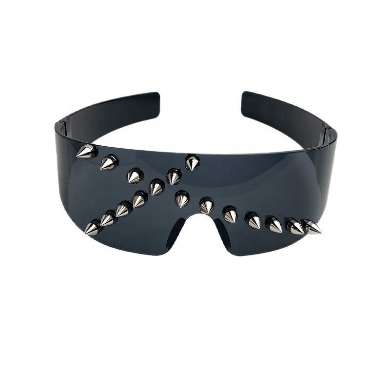 Oversized Punk Sunglasses Supplier - One-piece Rimless Rivet Shades for Women and Men