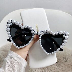 Heart Sunglasses Manufacturer - New Fashion Plastic Frame Women Love Shades Luxury Pearl