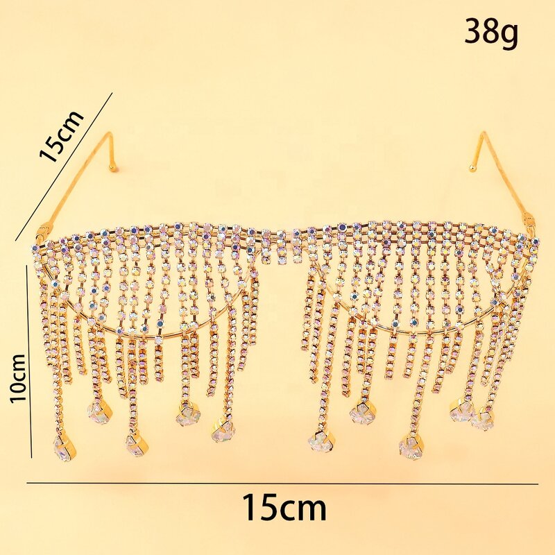 Rhinestone Tassel Glasses Factory - Luxury Lensless Colorful Diamond Eyeglasses Frames 2026