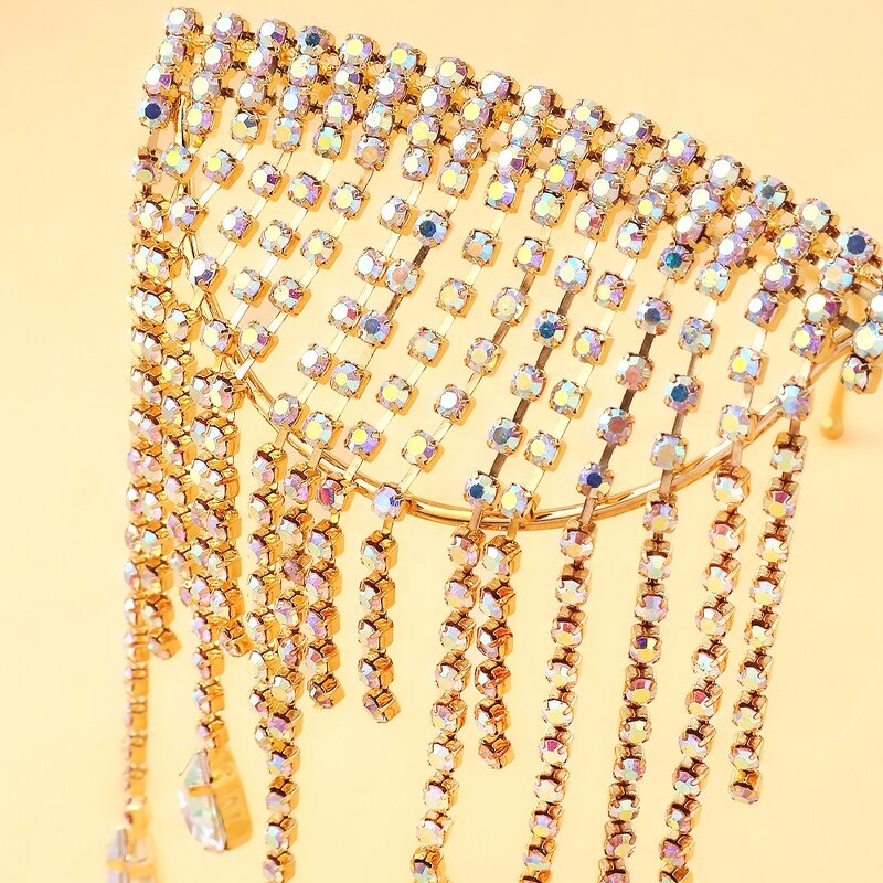 Rhinestone Tassel Glasses Factory - Luxury Lensless Colorful Diamond Eyeglasses Frames 2026