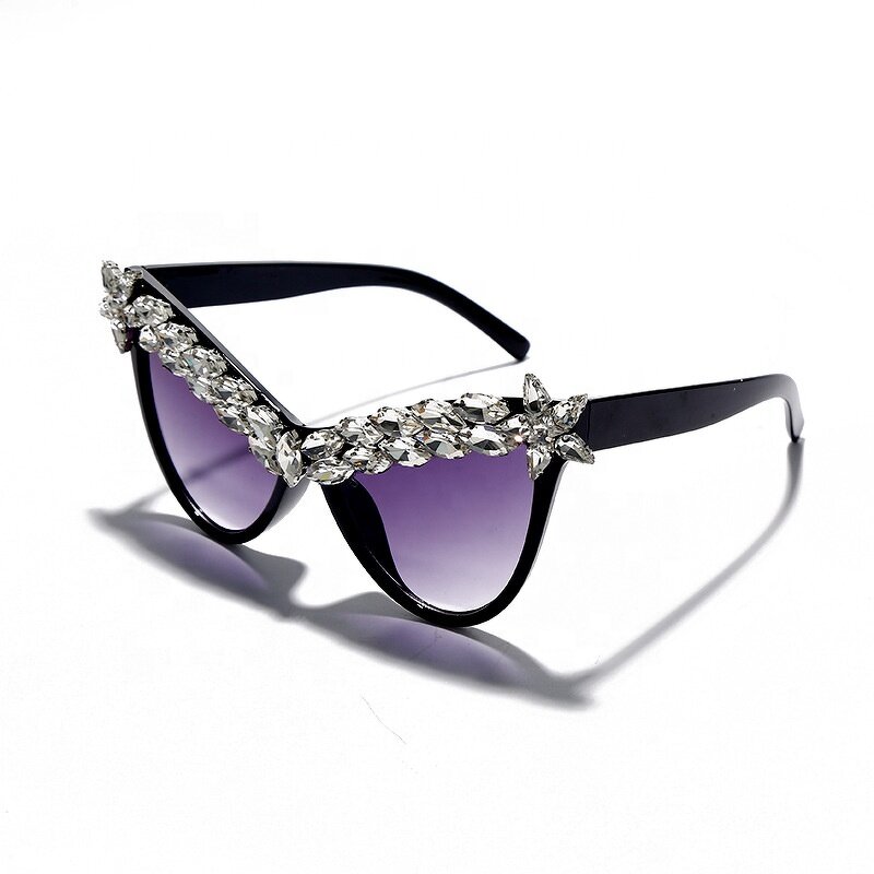 Black Cat Eye Sunglasses Supplier - Newest Oversized Crystal Diamond Oversize Glasses
