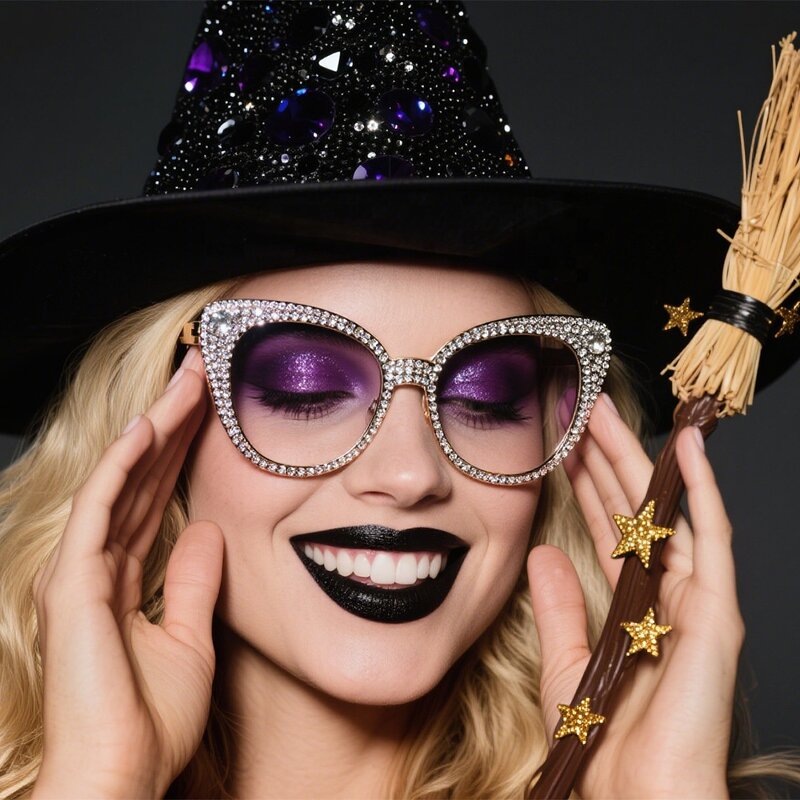 Women Lensless Eyeglass Frames Factory - Luxury Rhinestone for Party Halloween Accessory