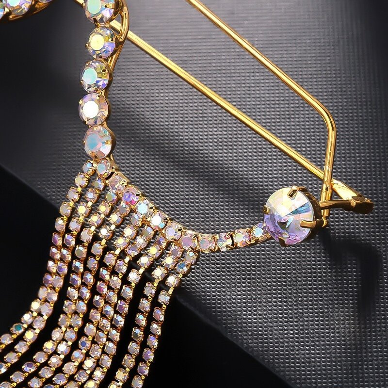 Rhinestone Tassel Glasses Manufacturer - Luxury Women Lensless Shiny Colorful for Party