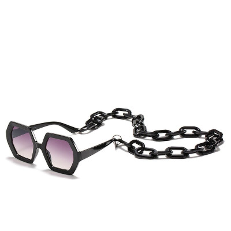 Vintage Square Sunglasses Manufacturer - Hot Selling Unique Polygon Frame With Chain