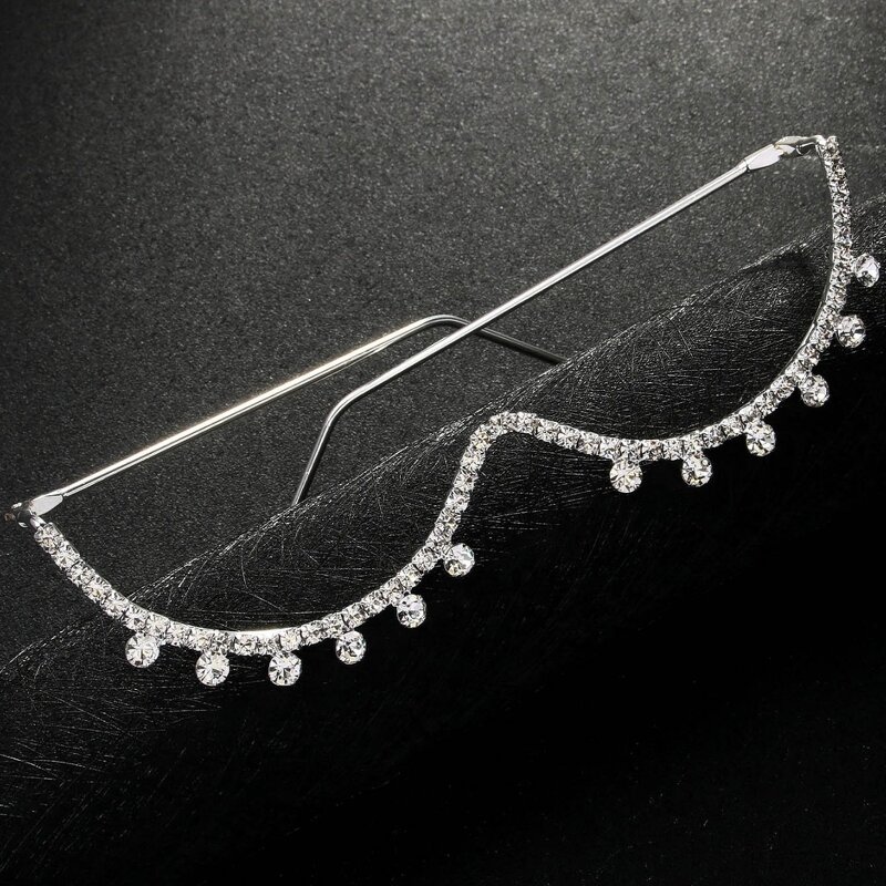 Diamond Eyeglass Frame Supplier - Luxury Fashion Lensless Wave for Party Accessories