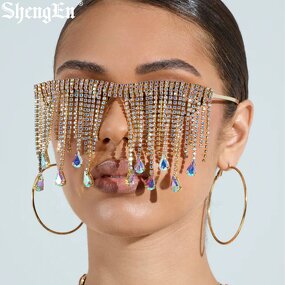 Rhinestone Tassel Glasses Factory - Luxury Lensless Colorful Diamond Eyeglasses Frames 2026