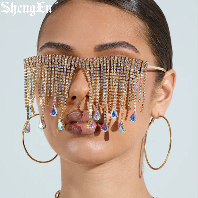 Rhinestone Tassel Glasses Factory - Luxury Lensless Colorful Diamond Eyeglasses Frames 2026