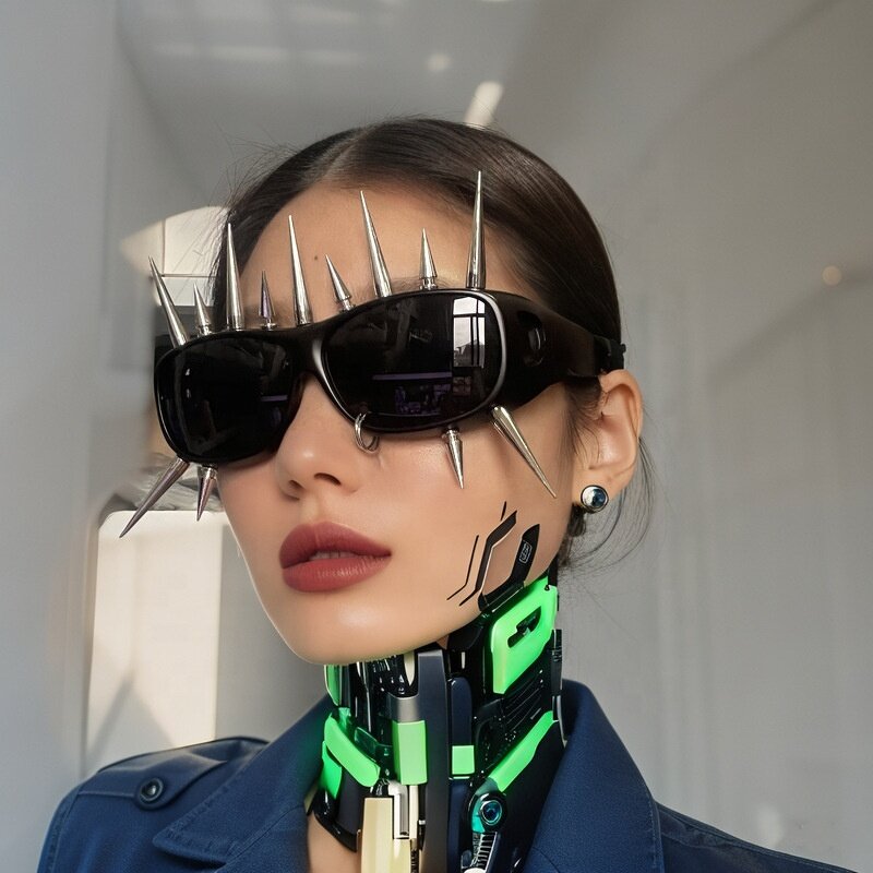 Cyberpunk Sunglasses Manufacturer - New Design Matte Black Metal Rivet Square for Party