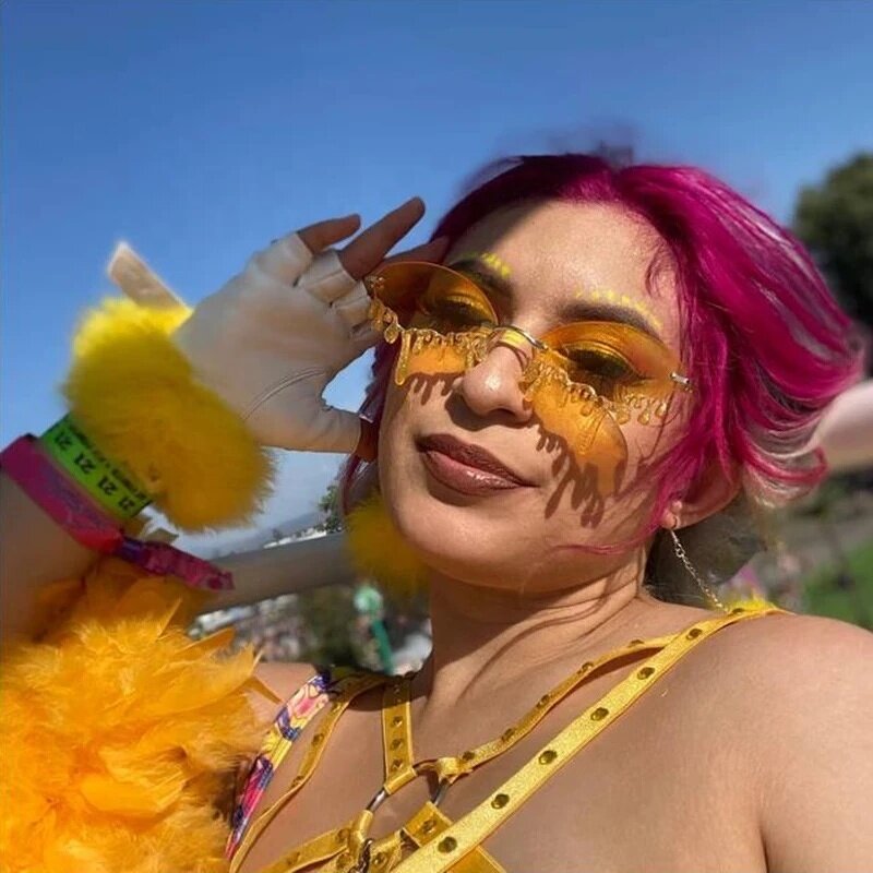 Rhinestone Sunglasses Factory - Luxury Rimless Oval Tear-shaped With Stone Fashion Diamond