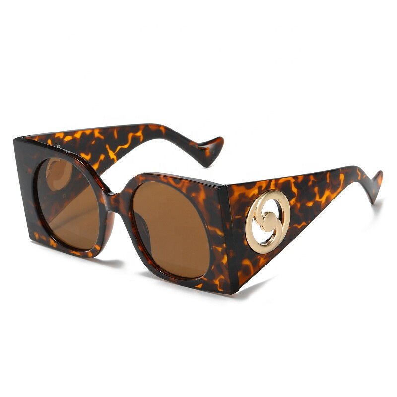 Custom Logo Sunglasses Supplier - Wide Leg Square Frame Round Lens Vintage Oversized