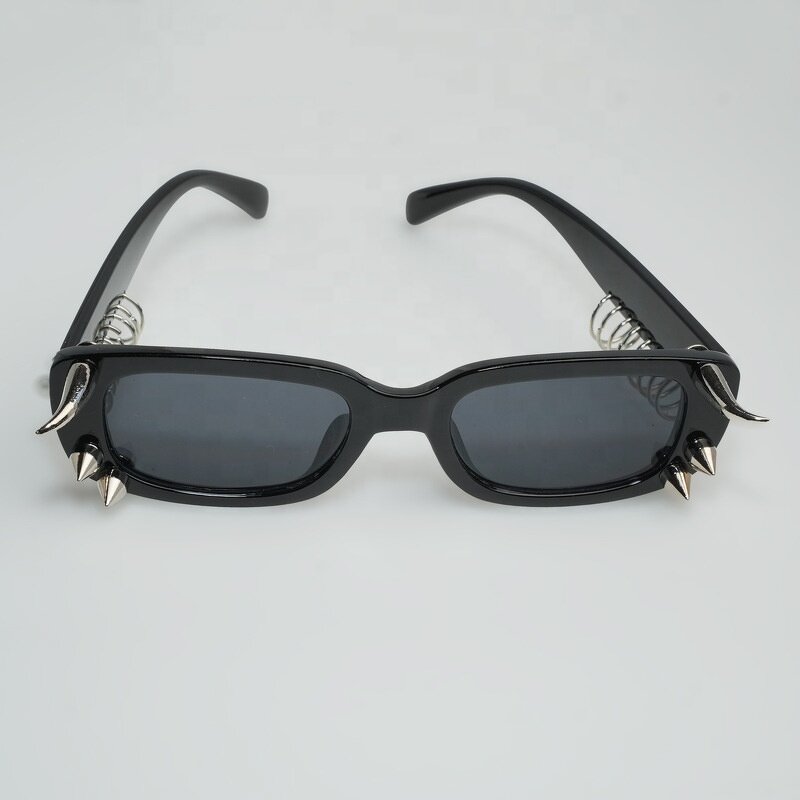 Punk Sunglasses Manufacturer - Metal Circle Rivet Black Small Square Shades