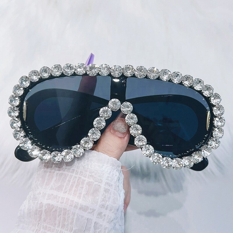 One-piece Lens Sunglasses Manufacturer - Luxury Fashion Mirror Leg Women Oversized Y2K Diamond