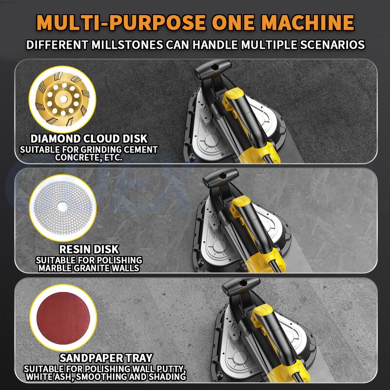 Polishing Machine Factory - Handheld Three Head Dust-free Electric Floor Grinding Concrete