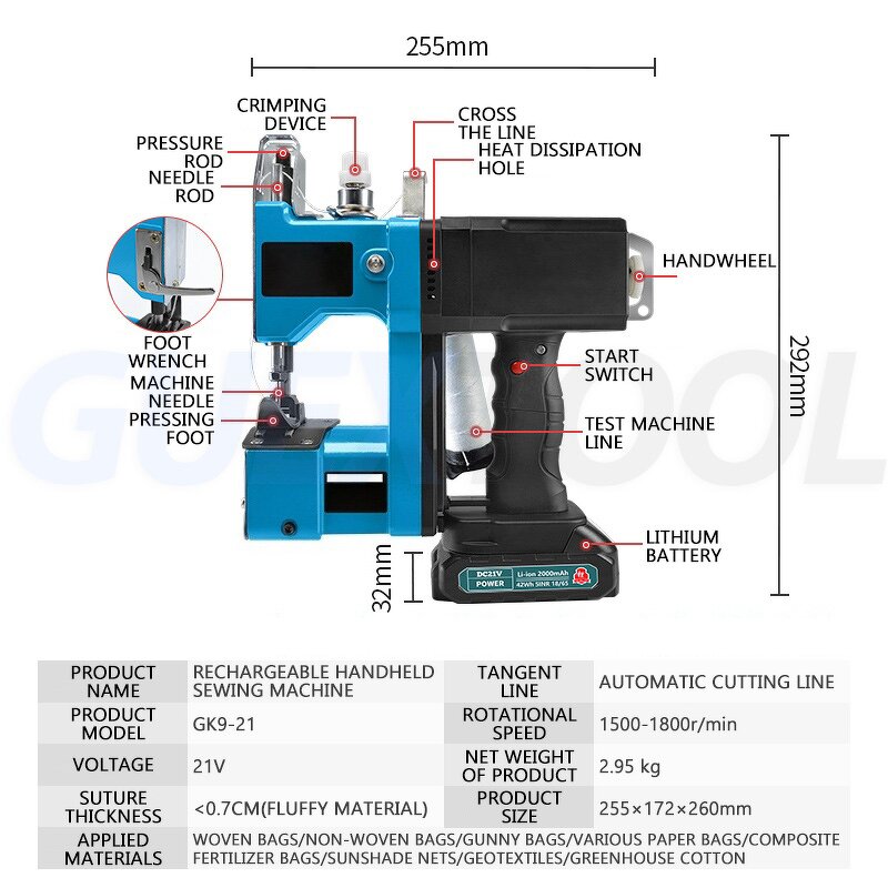 Electric Sewing Machine Manufacturer - Portable Wireless Semi-Automatic for Bag Sealing