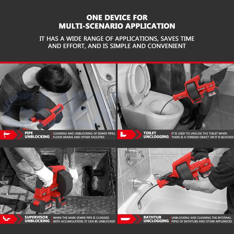 Lithium Pipeline Dredger Manufacturer - Exuan 21V 60W 7000mm Steel Cable Sewer Cleaning